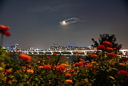 汉河,夜景,秋季