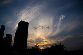 云,夜景,汉河