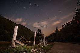 夜,長時間曝光,山