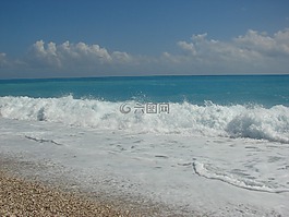 海灘,水,波