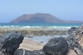 石頭,熔巖石,看
