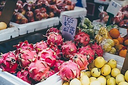 橙色,芒果,火龍果