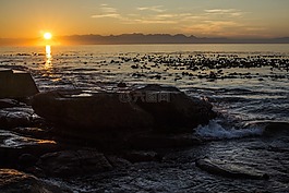 日出,上午,海