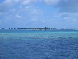 度假村,藍(lán)色的大海,云