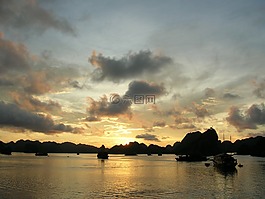 日落,云,地平線