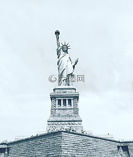 自由,雕像,藍色