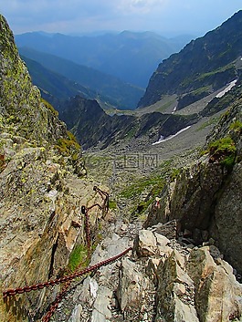 山,徒步旅行,背包