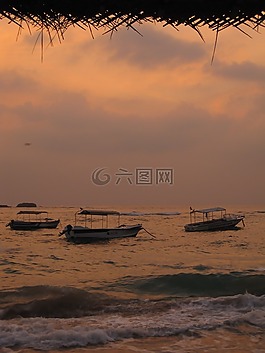 海灘,船,海