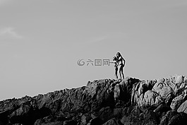 黑色和白色,人,女孩