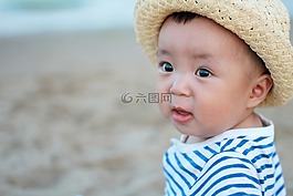 海邊,小孩,開心