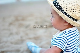海邊,小孩,開心