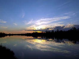 日落,水,大氣