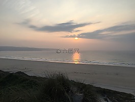 康沃尔郡,日落,海滩