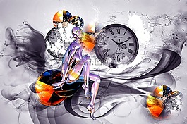 假想,時(shí)鐘,機(jī)器人