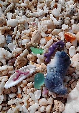 珊瑚海滩,珊瑚,海玻璃
