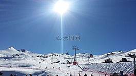 雪,景觀,滑雪