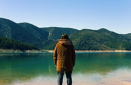 湖,山脈,山