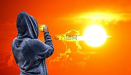 日落,照片,太陽