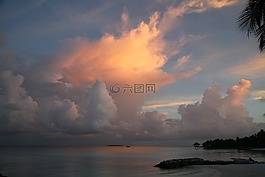 馬爾代夫,日落,海洋