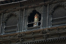 尼泊爾,雕像,窗口