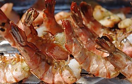 蝦,魚,烤架
