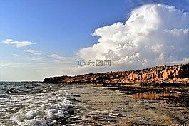 岩质海岸,波,海