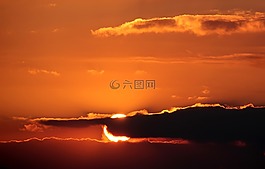 日落,太陽,云