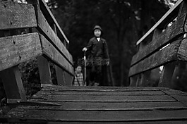 橋,男孩,兒童
