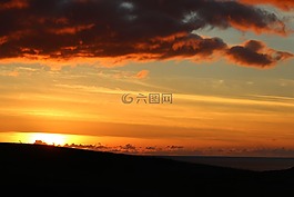 日落,天空,红色的天空