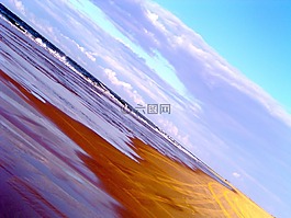 地平線,海灘,海岸線