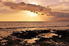 日落,海,天空