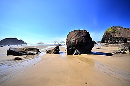 海洋,海灘,巖