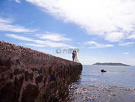 婚禮,新郎,海