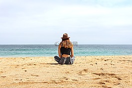海灘,婦女,帽子