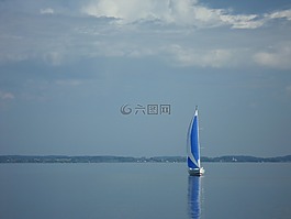 帆船,寂寞,藍色