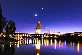 橋,城市,夜