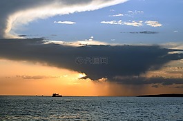 日落,海,天空