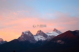 山,加拿大,黃昏