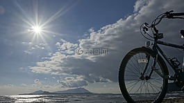 太陽,海,自行車