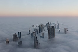 市容,霧,迪拜