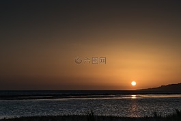 日落,太陽,海