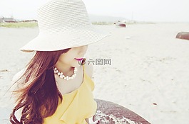 女孩,日落,夏天