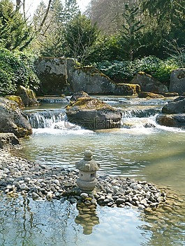 水,石頭,日本花園