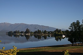 安靜,湖,上午