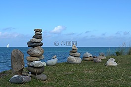 石塔,海,石头
