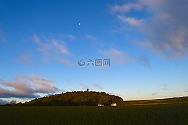 山,日出,綠色