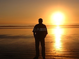 男子,海,太陽
