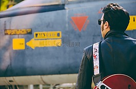 男子,后視圖,吉他