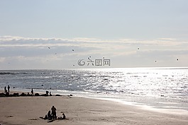 假日,海,侧