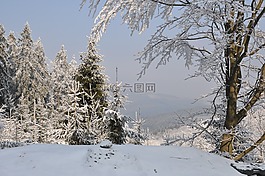 冬季,雪,山